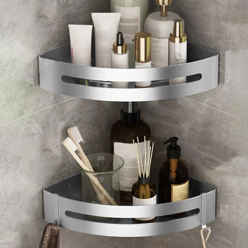 Metal Silver Bathroom Accessory Set Modern 1/2/3 - Piece Bath Shelf Anti-rust -Bathlova