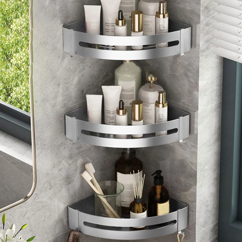 Metal Silver Bathroom Accessory Set Modern 1/2/3 - Piece Bath Shelf Anti-rust -Bathlova