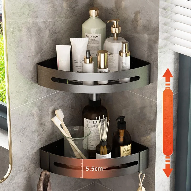 Metal Silver Bathroom Accessory Set Modern 1/2/3 - Piece Bath Shelf Anti-rust -Bathlova