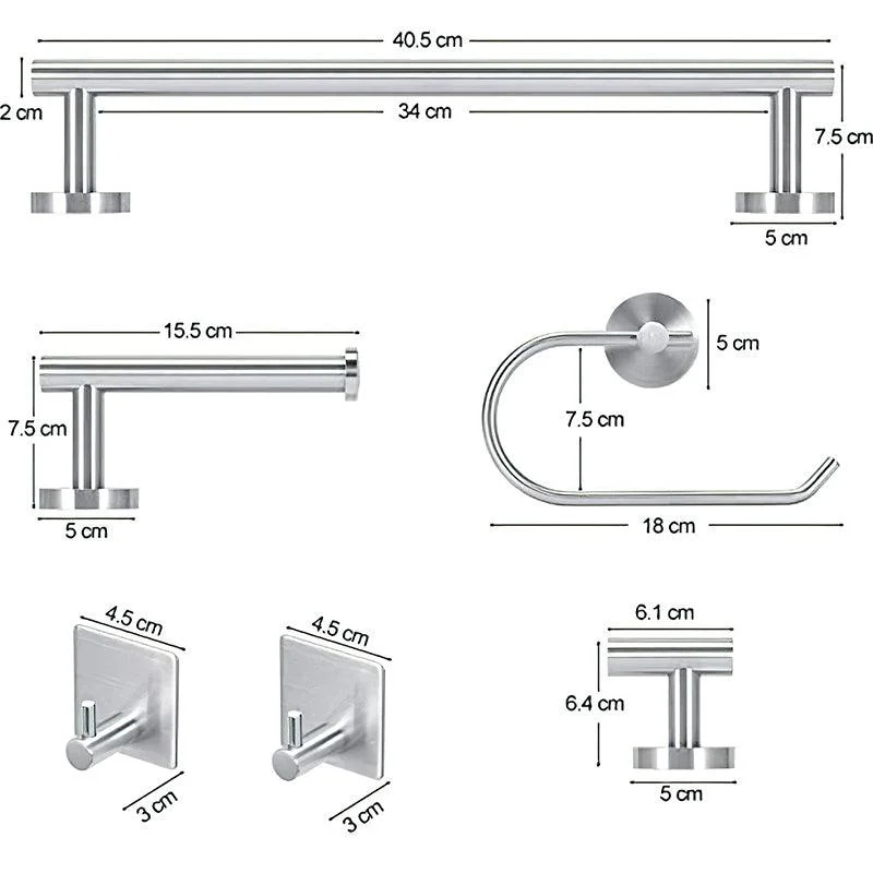 Metal Simple Bathroom Accessory as Individual or as a Set in Silver -Bathlova