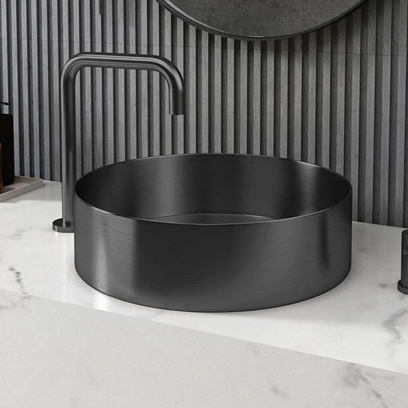 Metal Trough Sink Solid Color Bathroom Sink with Pop-Up Drain -Bathlova