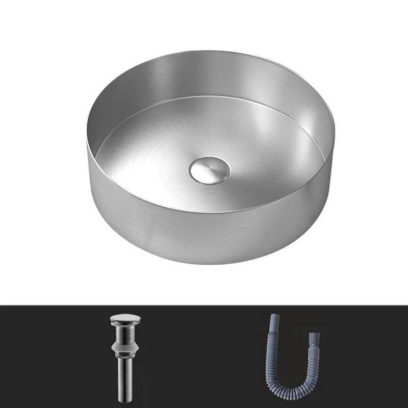 Metal Trough Sink Solid Color Bathroom Sink with Pop-Up Drain -Bathlova