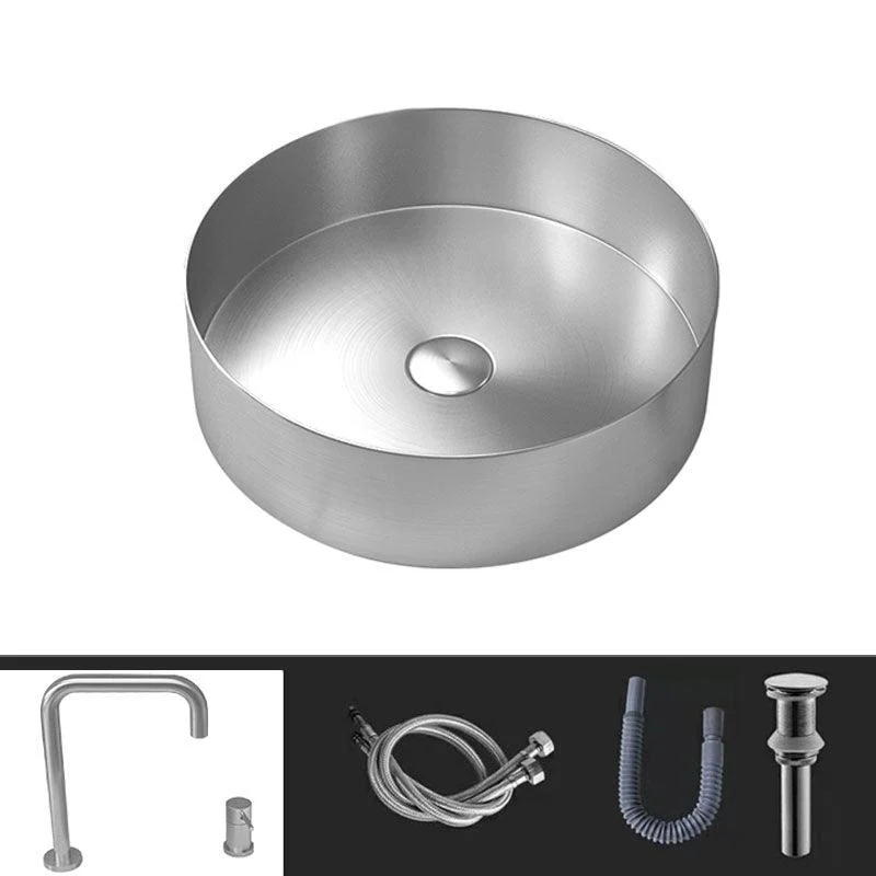 Metal Trough Sink Solid Color Bathroom Sink with Pop-Up Drain -Bathlova