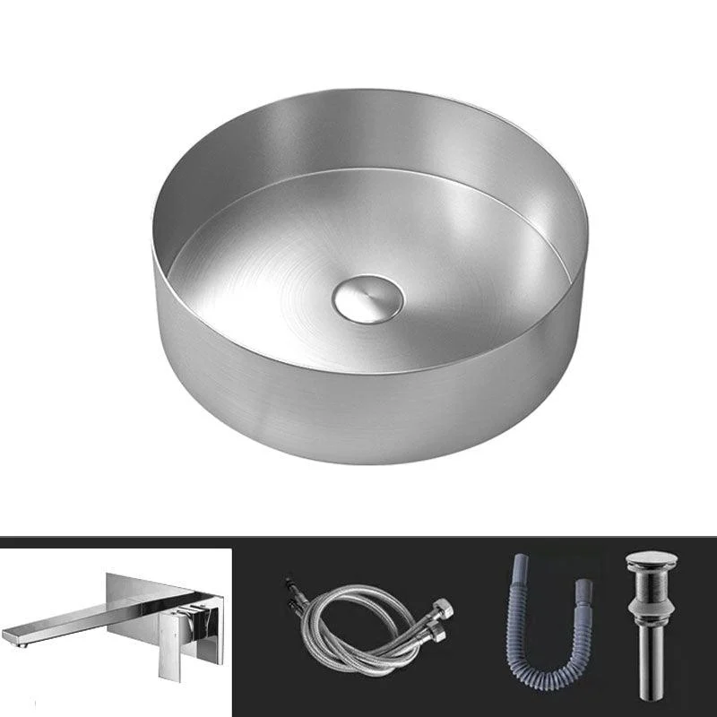 Metal Trough Sink Solid Color Bathroom Sink with Pop-Up Drain -Bathlova