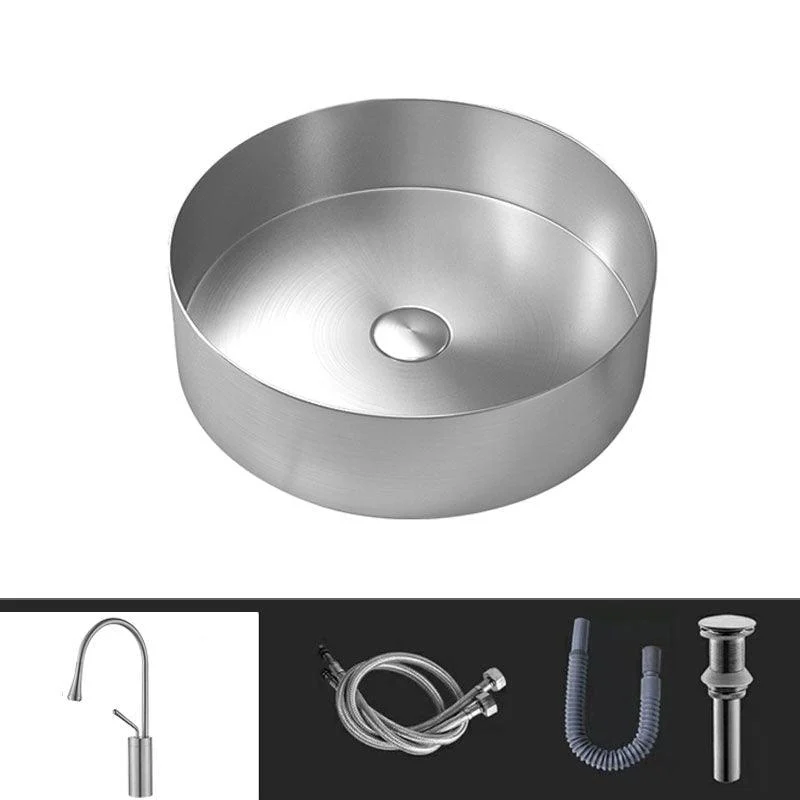 Metal Trough Sink Solid Color Bathroom Sink with Pop-Up Drain -Bathlova