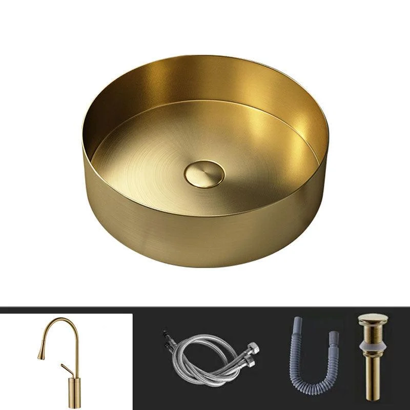 Metal Trough Sink Solid Color Bathroom Sink with Pop-Up Drain -Bathlova