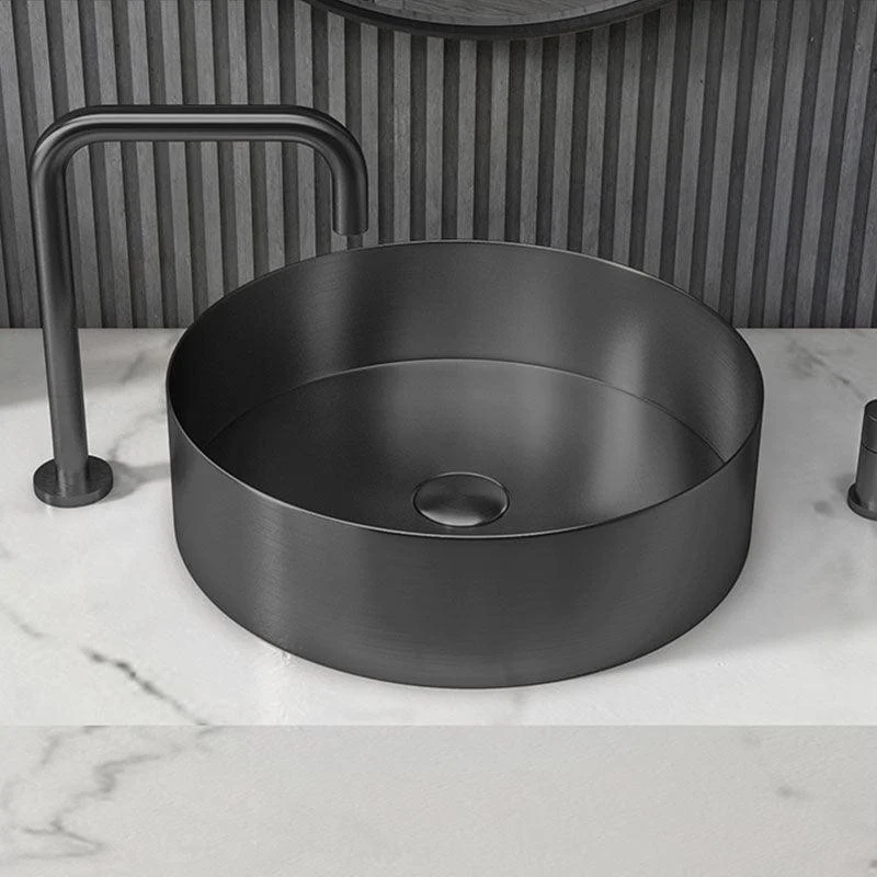 Metal Trough Sink Solid Color Bathroom Sink with Pop-Up Drain -Bathlova