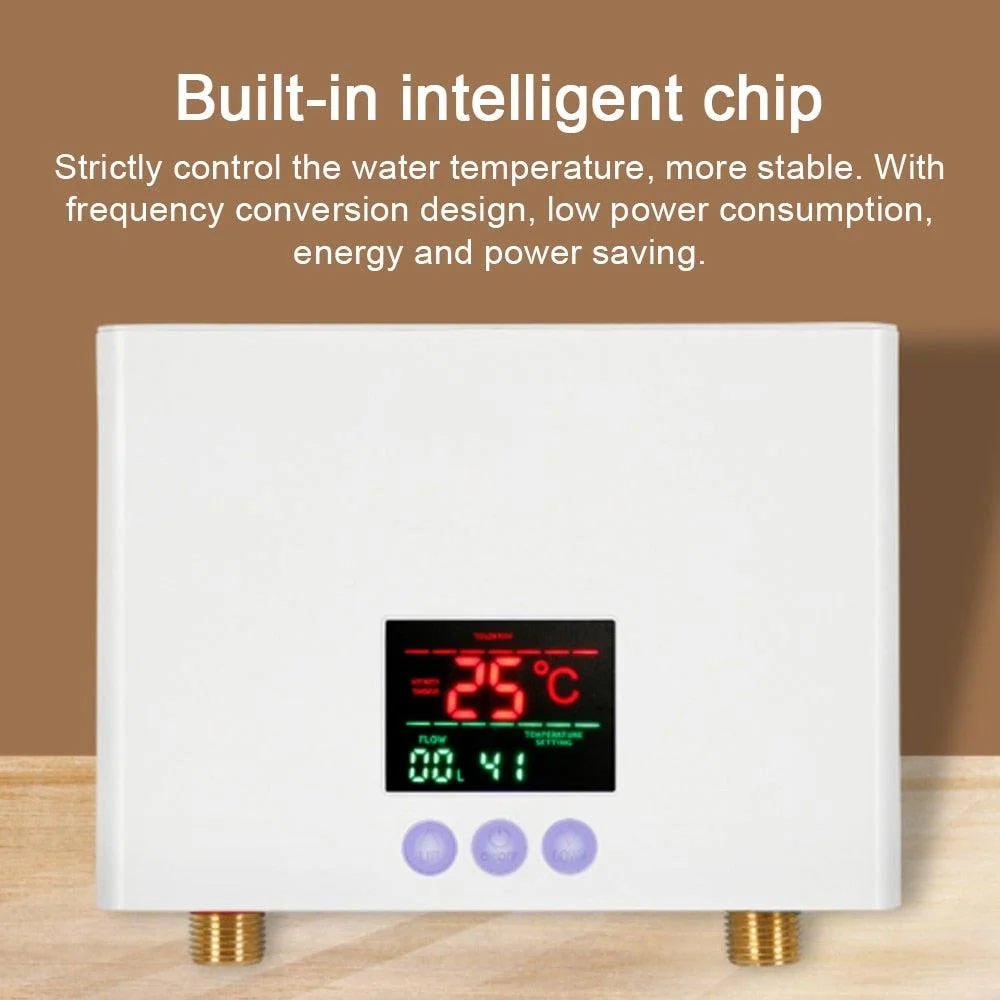 Mini Electric Tankless Heater with LED Display Remote Control -Bathlova