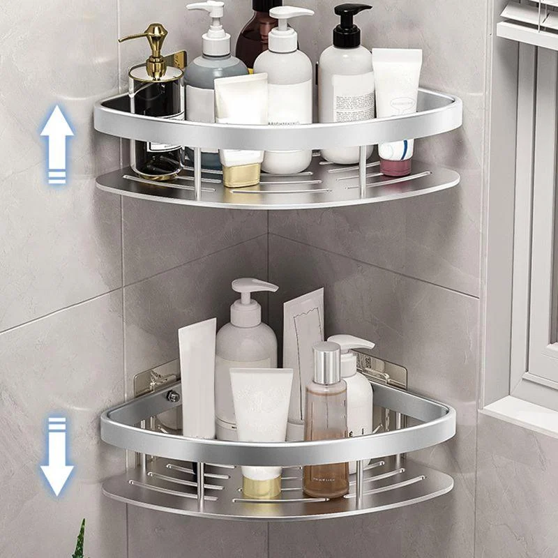 Minimalism Bathroom Hardware Set Silver Bath Shelf Bath Hardware Set -Bathlova