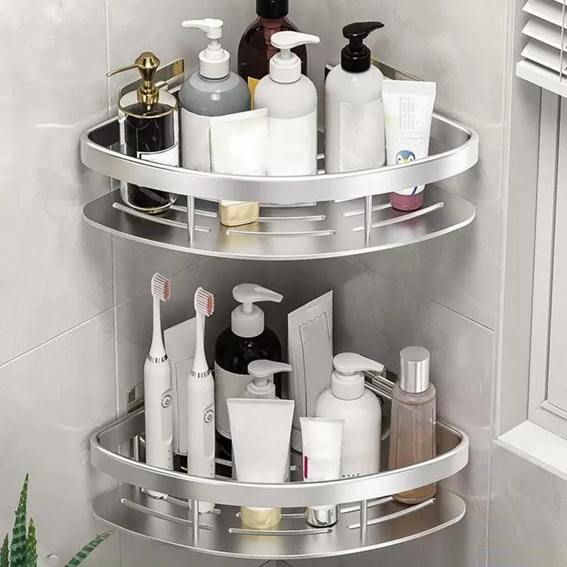 Minimalism Bathroom Hardware Set Silver Bath Shelf Bath Hardware Set -Bathlova