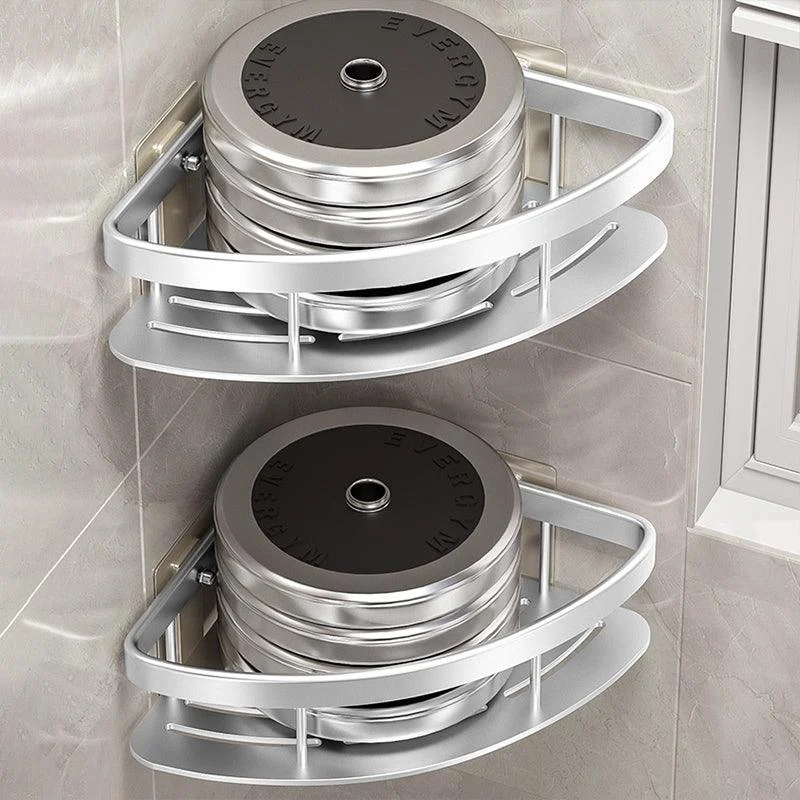 Minimalism Bathroom Hardware Set Silver Bath Shelf Bath Hardware Set -Bathlova