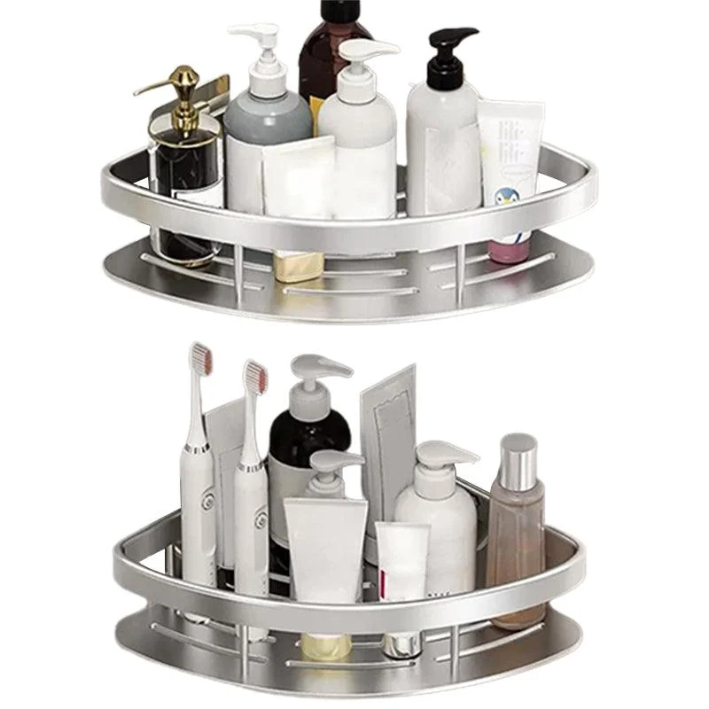 Minimalism Bathroom Hardware Set Silver Bath Shelf Bath Hardware Set -Bathlova