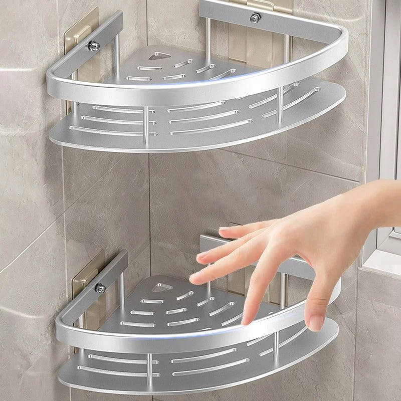 Minimalism Bathroom Hardware Set Silver Bath Shelf Bath Hardware Set -Bathlova