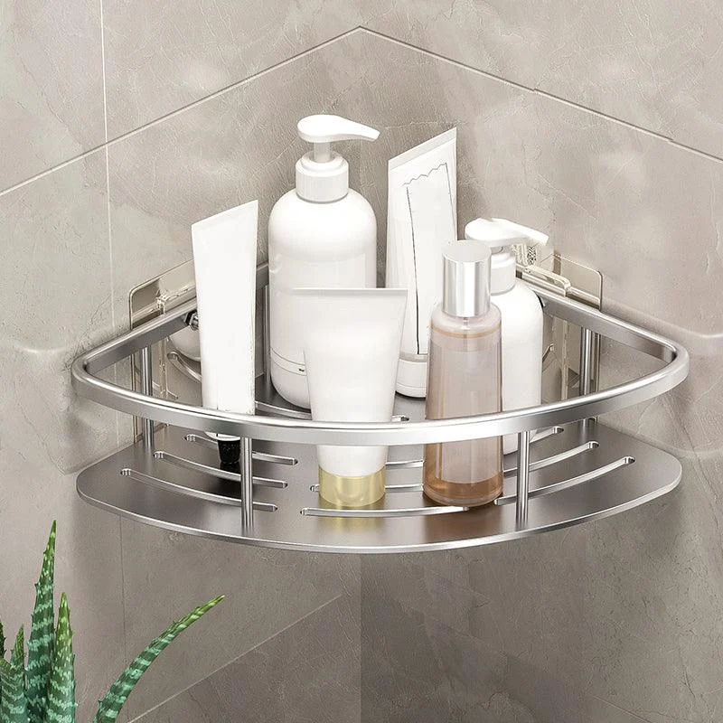 Minimalism Bathroom Hardware Set Silver Bath Shelf Bath Hardware Set -Bathlova