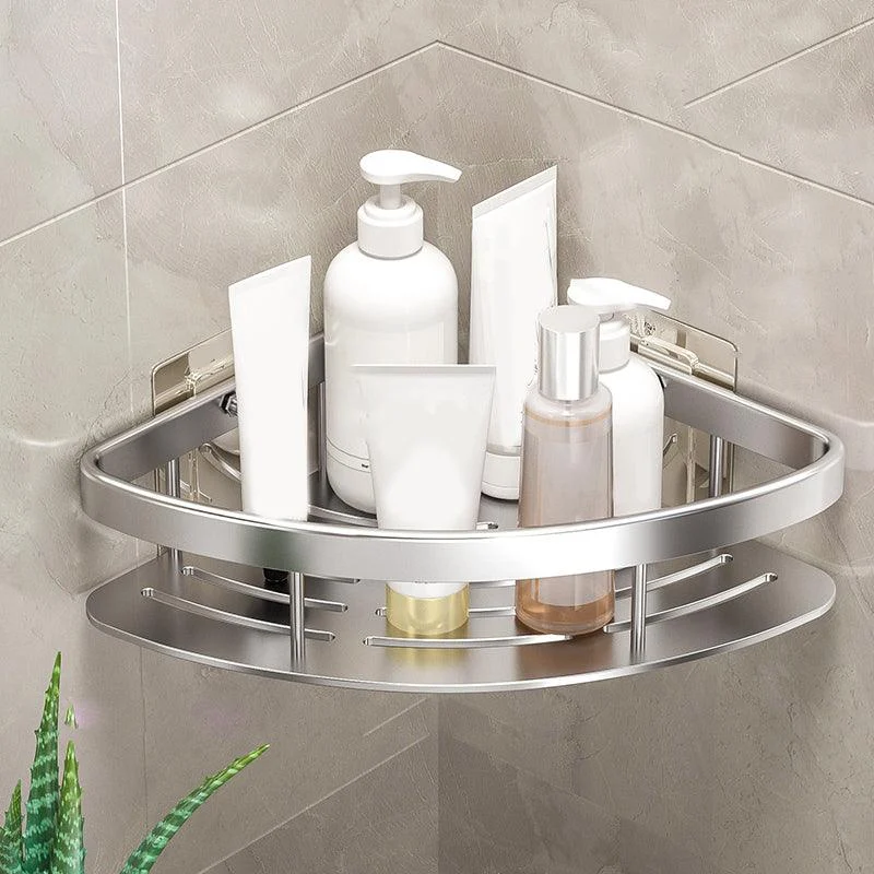 Minimalism Bathroom Hardware Set Silver Bath Shelf Bath Hardware Set -Bathlova