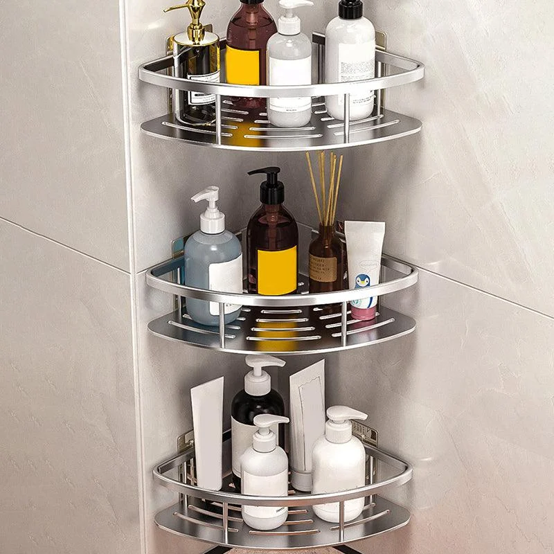 Minimalism Bathroom Hardware Set Silver Bath Shelf Bath Hardware Set -Bathlova