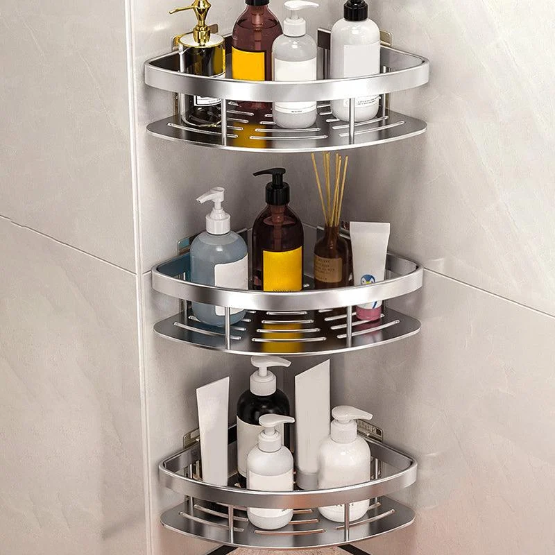 Minimalism Bathroom Hardware Set Silver Bath Shelf Bath Hardware Set -Bathlova