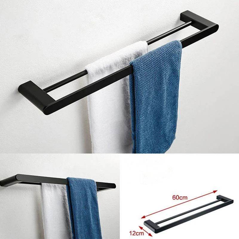 Minimalism Black Bathroom Accessory Set Contemporary Style Metal Towel Bar -Bathlova