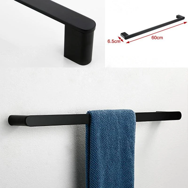 Minimalism Black Bathroom Accessory Set Contemporary Style Metal Towel Bar -Bathlova