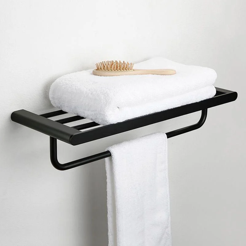 Minimalism Black Bathroom Accessory Set Contemporary Style Metal Towel Bar -Bathlova