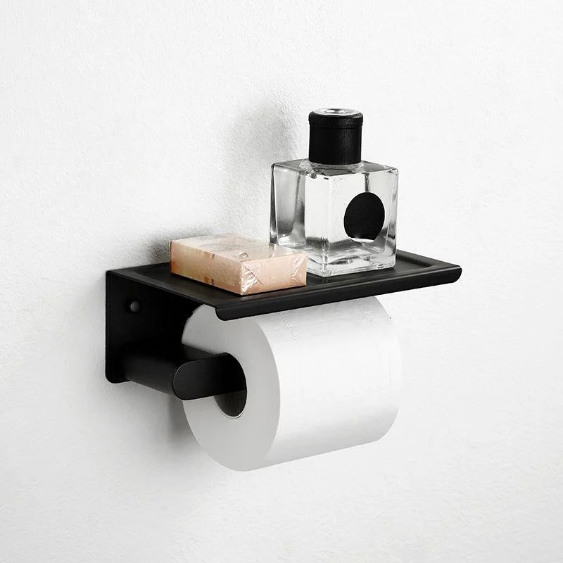 Minimalism Black Bathroom Accessory Set Contemporary Style Metal Towel Bar -Bathlova