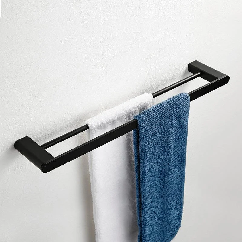 Minimalism Black Bathroom Accessory Set Contemporary Style Metal Towel Bar -Bathlova