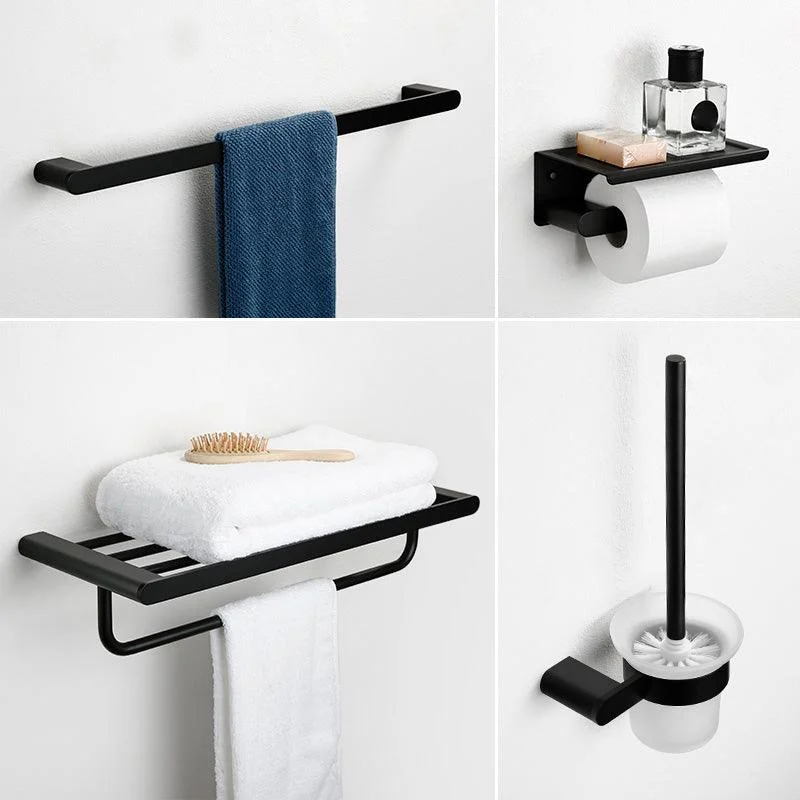 Minimalism Black Bathroom Accessory Set Contemporary Style Metal Towel Bar -Bathlova