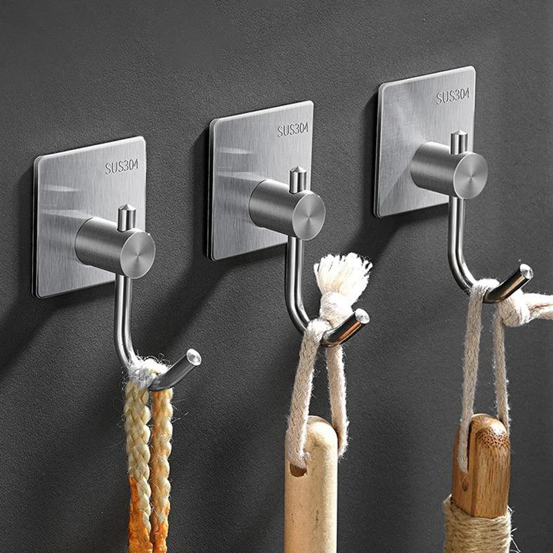 Minimalistic Bathroom Accessory Set Modern Matte Grey Robe Hooks -Bathlova