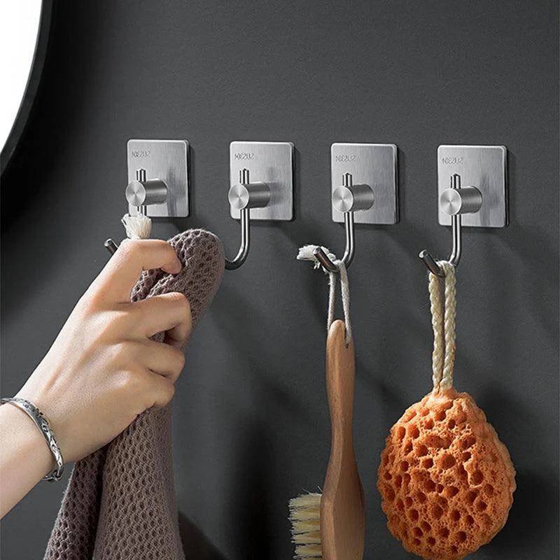 Minimalistic Bathroom Accessory Set Modern Matte Grey Robe Hooks -Bathlova