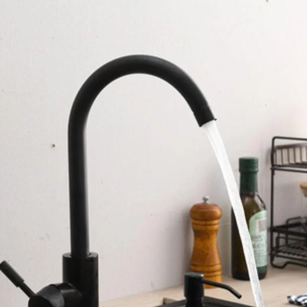 Modern 1-Handle Bar Tap with Supply Lines Kitchen Tap in Black -Bathlova