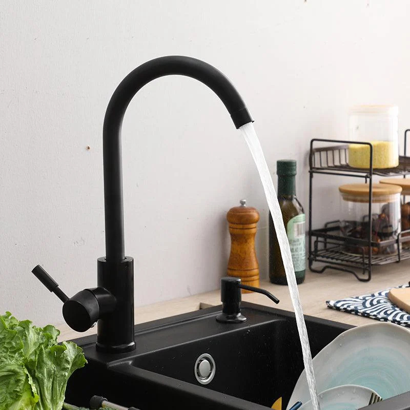 Modern 1-Handle Bar Tap with Supply Lines Kitchen Tap in Black -Bathlova