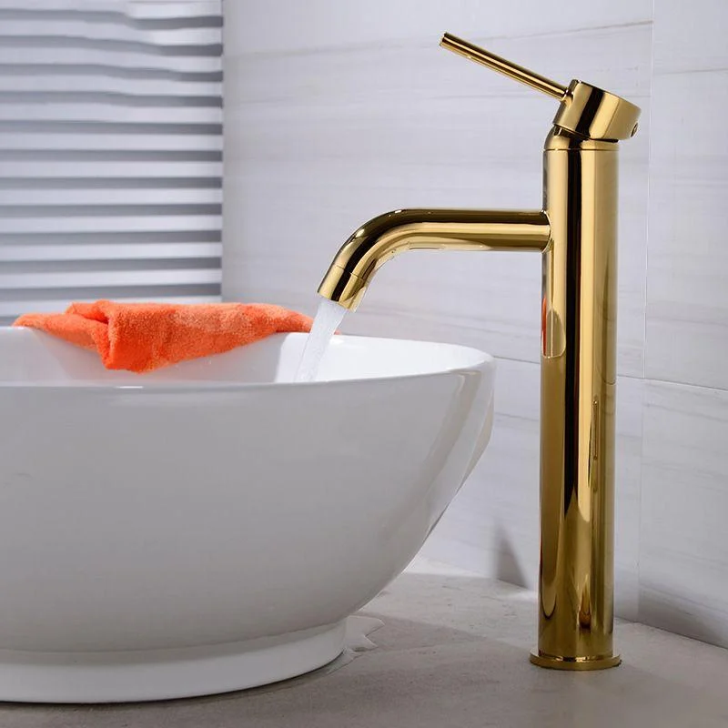 Modern 1-Handle Bathroom Sink Tap Brushed Gold Vessel Sink Tap Brass -Bathlova