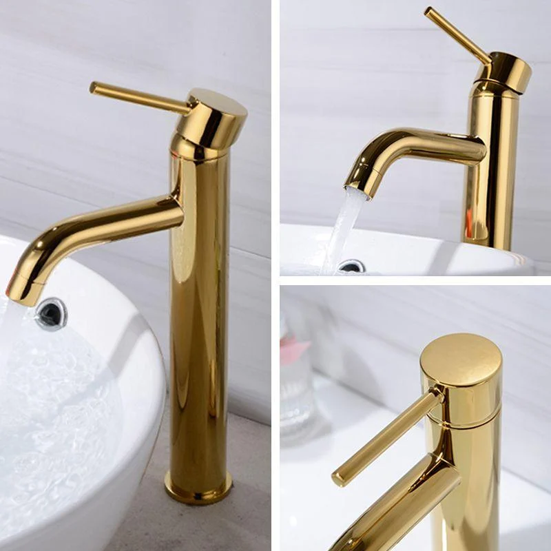 Modern 1-Handle Bathroom Sink Tap Brushed Gold Vessel Sink Tap Brass -Bathlova