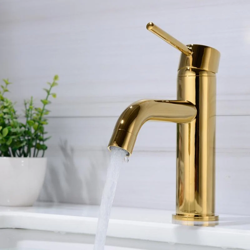 Modern 1-Handle Bathroom Sink Tap Brushed Gold Vessel Sink Tap Brass -Bathlova