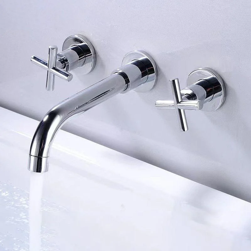 Modern 1 or 2-Handle Bathroom Sink Tap Circular Wall Mounted Bathroom Tap. -Bathlova