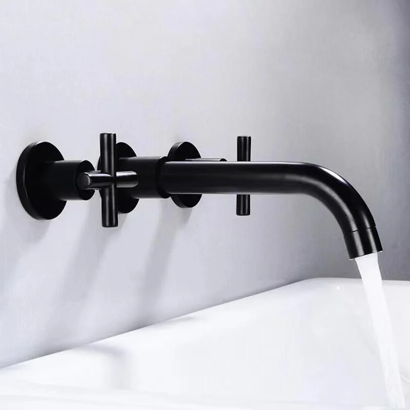 Modern 1 or 2-Handle Bathroom Sink Tap Circular Wall Mounted Bathroom Tap. -Bathlova