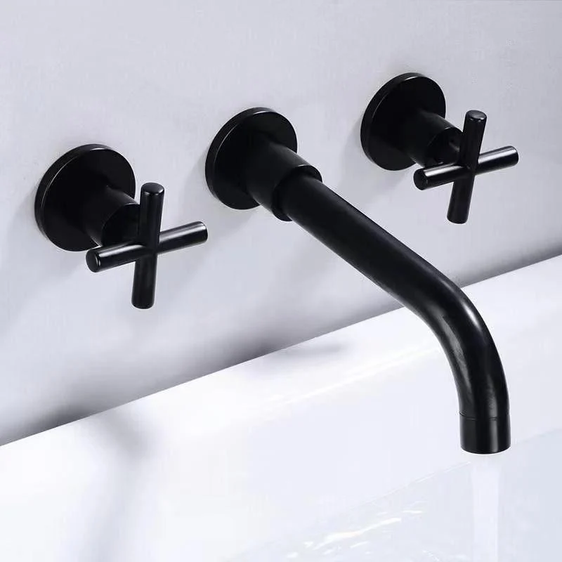 Modern 1 or 2-Handle Bathroom Sink Tap Circular Wall Mounted Bathroom Tap. -Bathlova