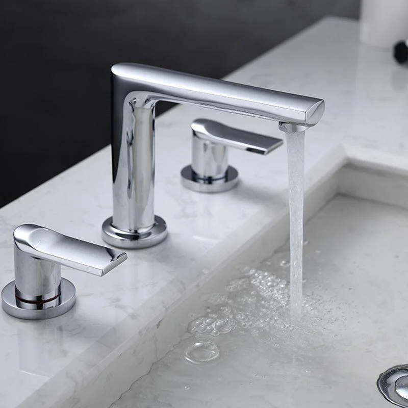 Modern 2-Handle Bathroom Sink Tap 3 Hole Wide Spread Bathroom Tap -Bathlova