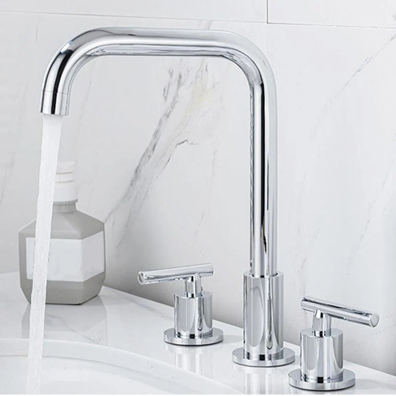 Modern 2-Handle Bathroom Sink Tap 3 Hole Widespread Bathroom Tap -Bathlova