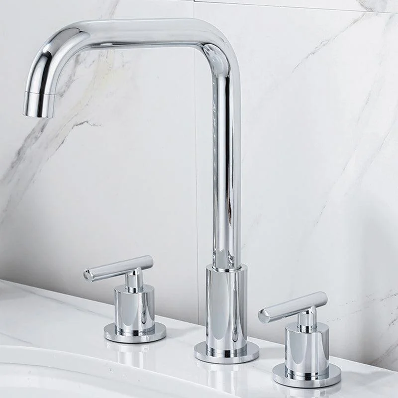 Modern 2-Handle Bathroom Sink Tap 3 Hole Widespread Bathroom Tap -Bathlova