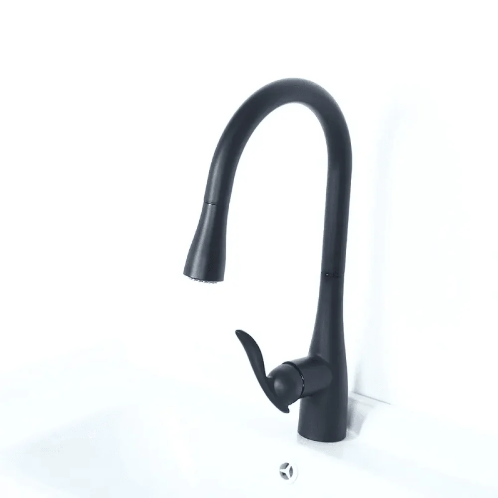 Modern 3-Function Pull-Out Kitchen Tap in Matte Black -Bathlova