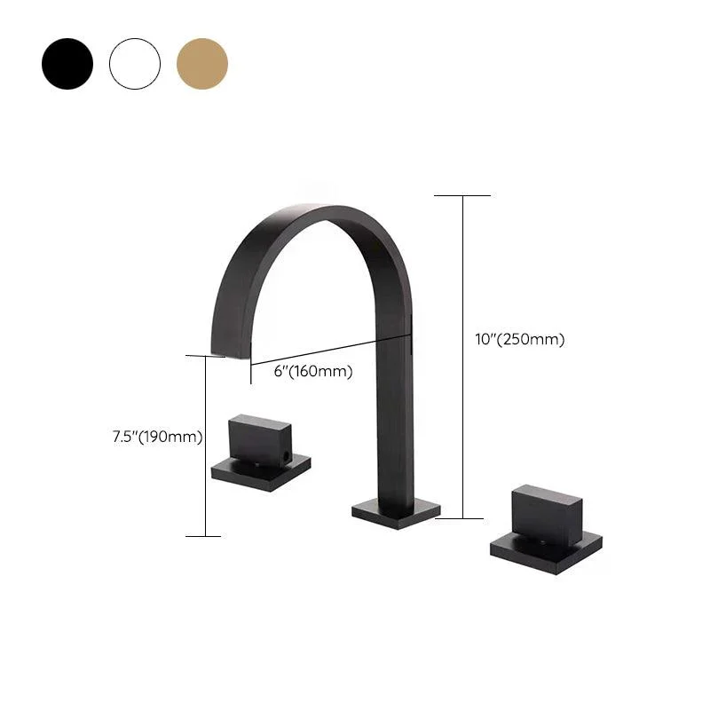 Modern 3 Holes Tap Solid Color Knob Handle Gooseneck Widespread Taps for Bathroom -Bathlova