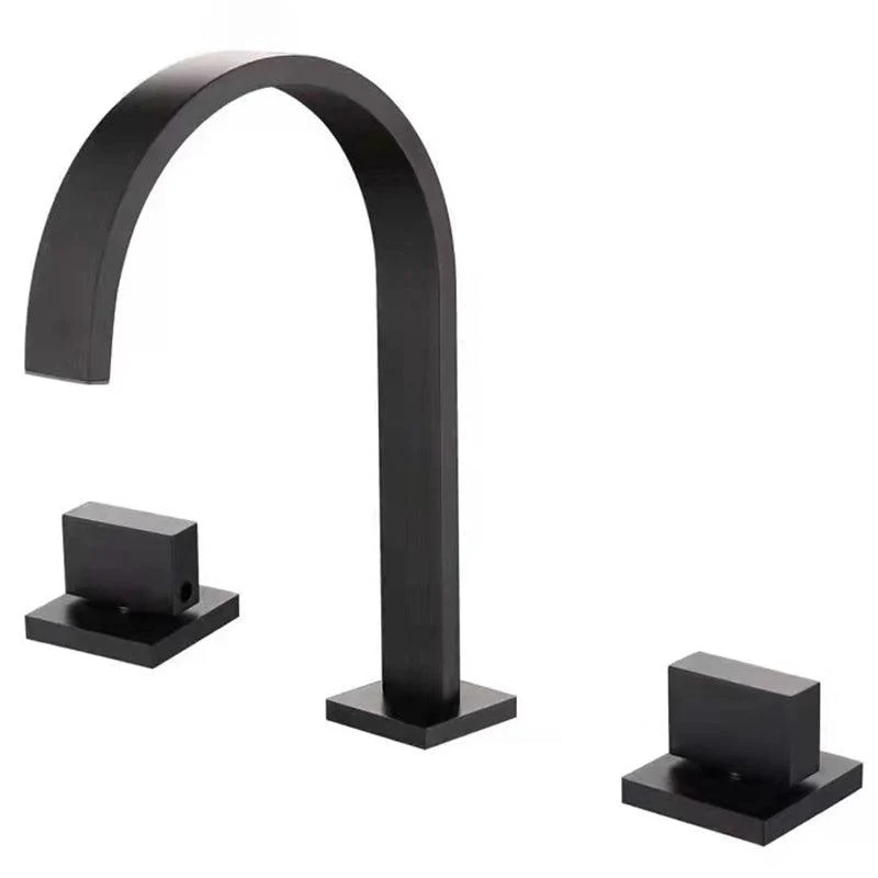 Modern 3 Holes Tap Solid Color Knob Handle Gooseneck Widespread Taps for Bathroom -Bathlova