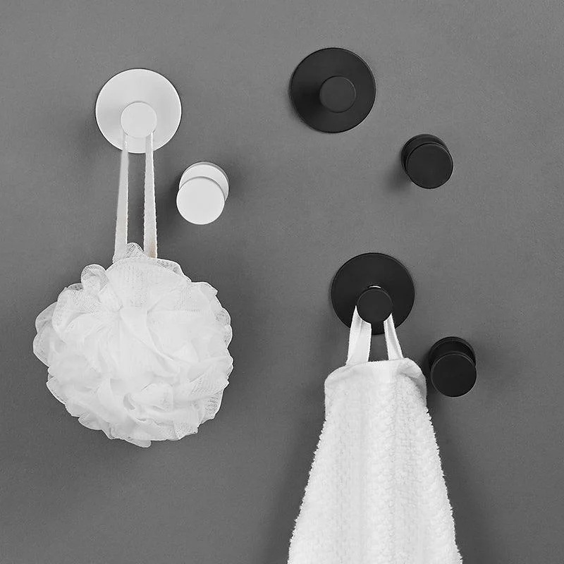 Modern 5-Piece Bathroom Accessory Set, Matte Black/White Robe Hooks -Bathlova