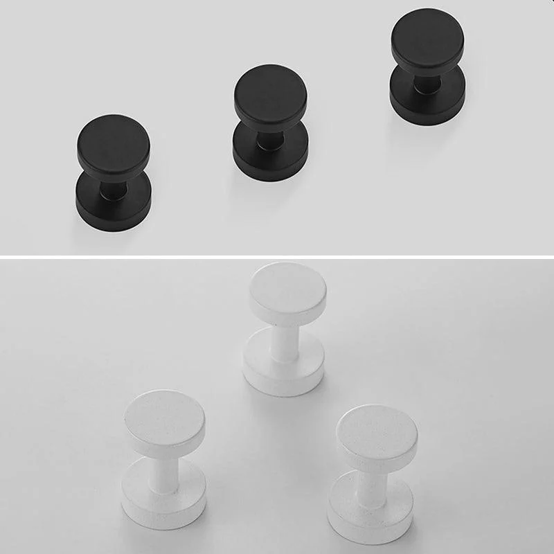 Modern 5-Piece Bathroom Accessory Set, Matte Black/White Robe Hooks -Bathlova