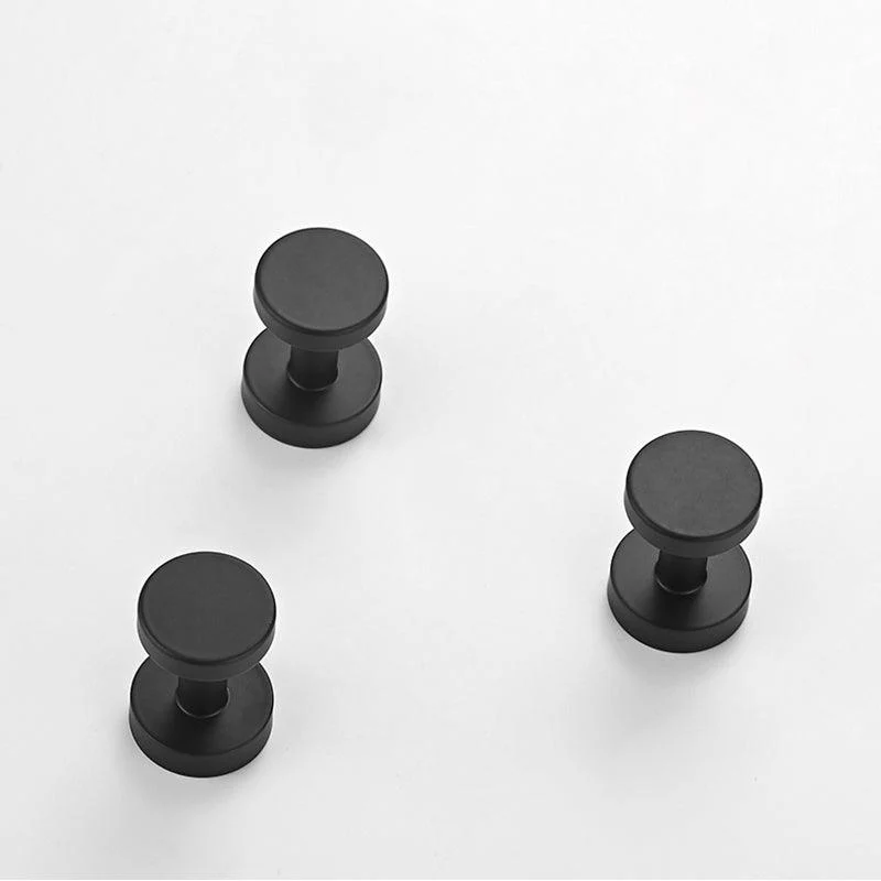 Modern 5-Piece Bathroom Accessory Set, Matte Black/White Robe Hooks -Bathlova