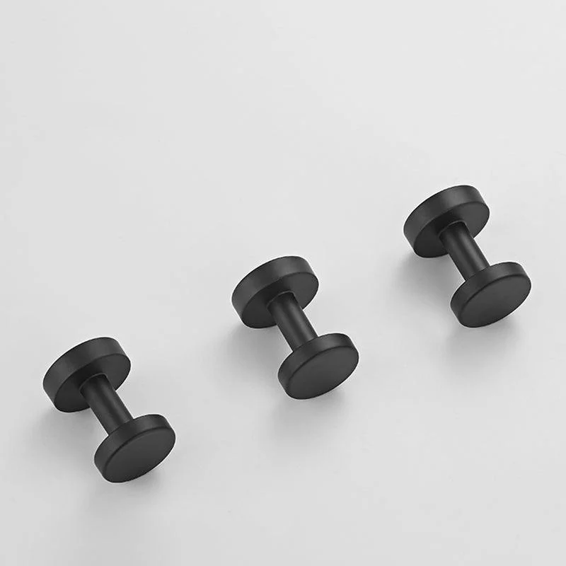 Modern 5-Piece Bathroom Accessory Set, Matte Black/White Robe Hooks -Bathlova