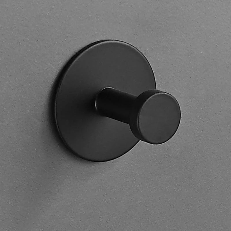 Modern 5-Piece Bathroom Accessory Set, Matte Black/White Robe Hooks -Bathlova