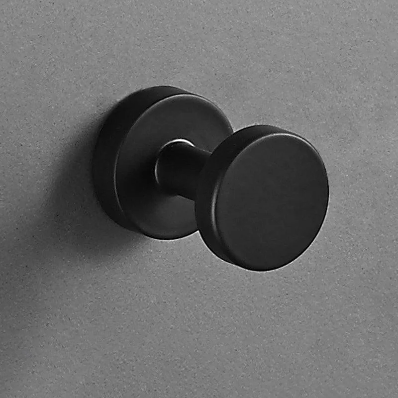 Modern 5-Piece Bathroom Accessory Set, Matte Black/White Robe Hooks -Bathlova