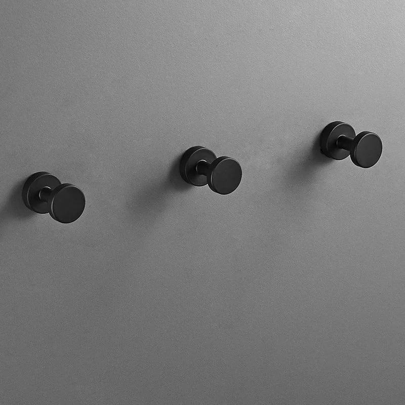 Modern 5-Piece Bathroom Accessory Set, Matte Black/White Robe Hooks -Bathlova